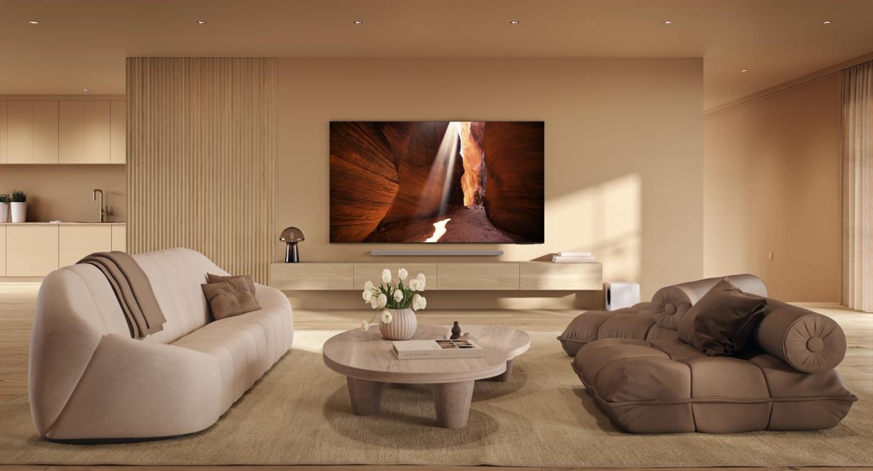 Vardagsrum med stor TV
