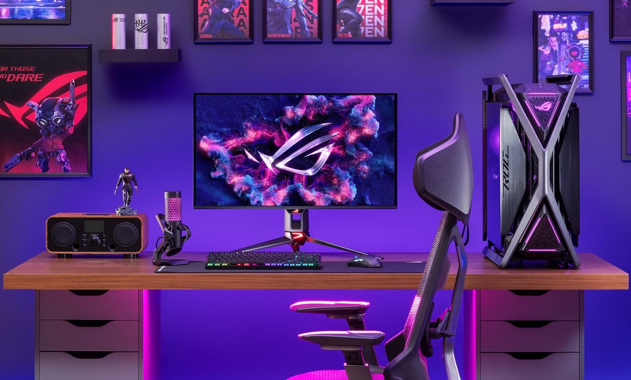 gaming table from with stuff from Asus