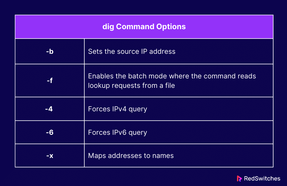 dig Command Options
