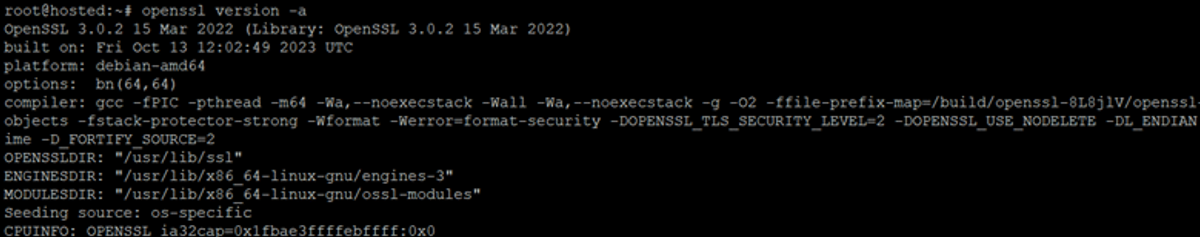 open SSL version -a
