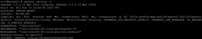 open SSL version -a