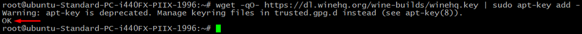 sudo apt key add output