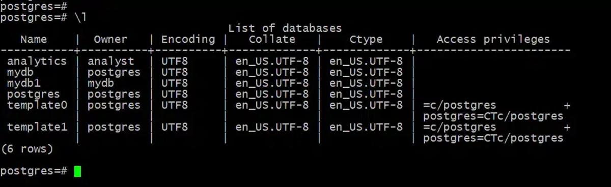 CREATE DATABASE analytics 