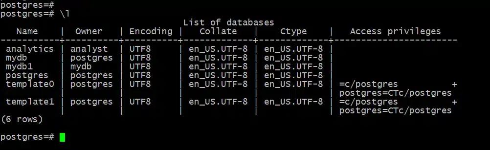 CREATE DATABASE analytics