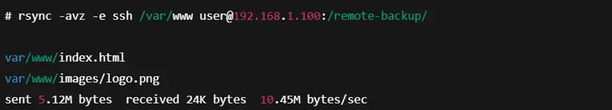 rsync -avz -e ssh