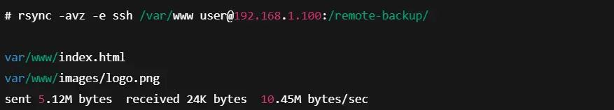 rsync -avz -e ssh