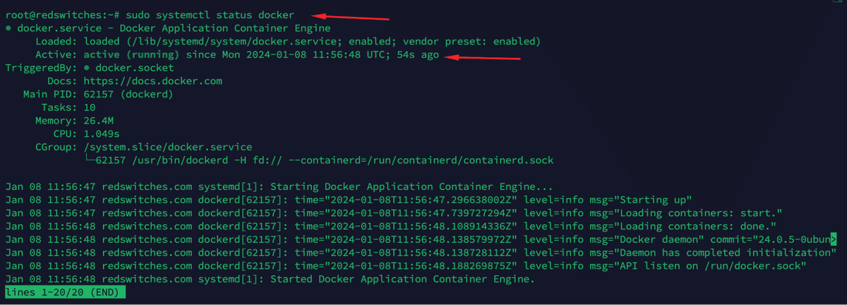 docker status