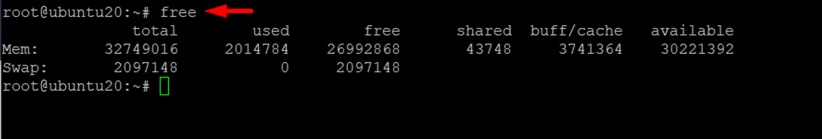 free Command to See the Physical and Swap Space Memory Capacity