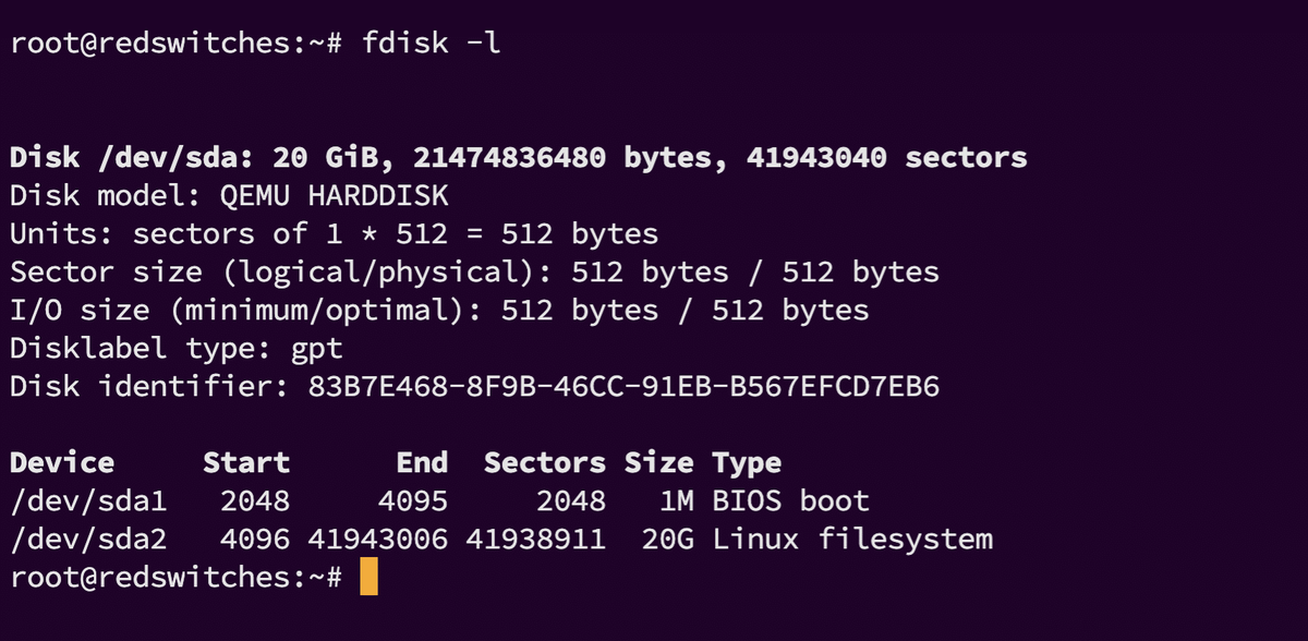 fdisk -l