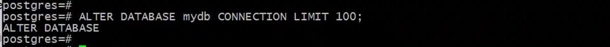 ALTER DATABASE mydb CONNECTION LIMIT 100