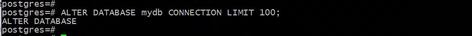 ALTER DATABASE mydb CONNECTION LIMIT 100