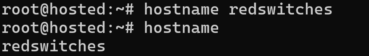 # hostname new hostname
