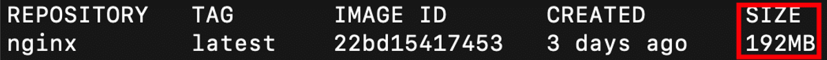 docker image SIZE