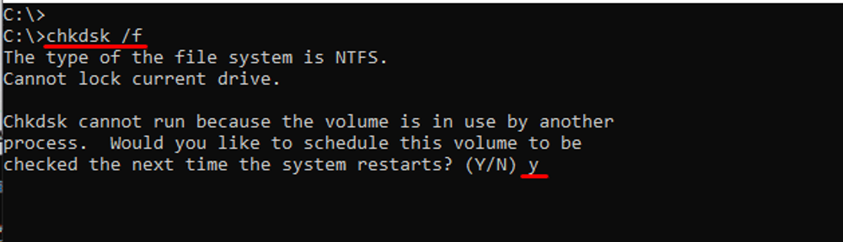 chkdsk -f
