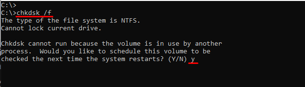 chkdsk -f