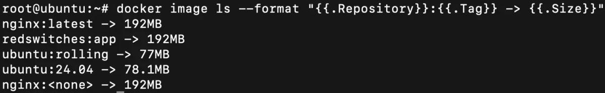 docker image ls --format