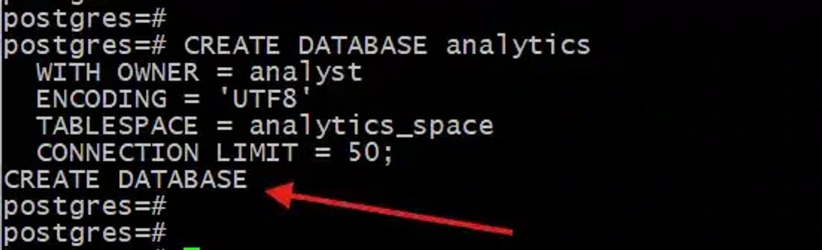 CREATE DATABASE analytics
