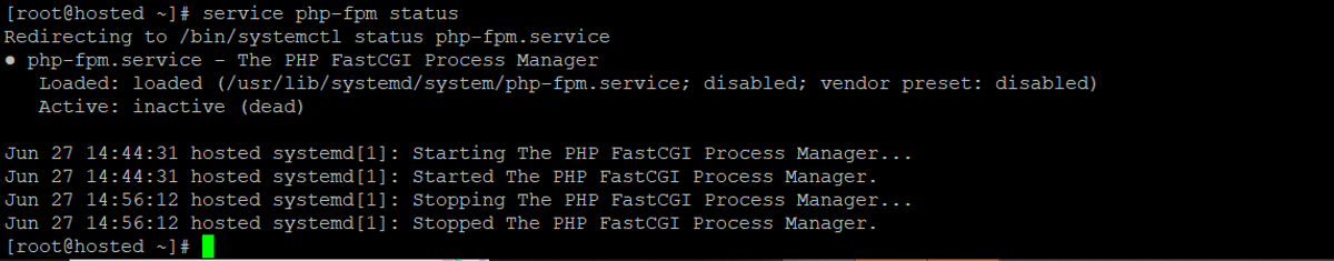 php fpm service status