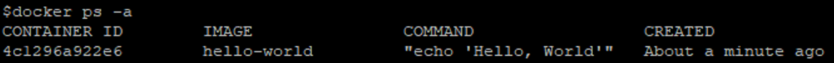 $ docker ps -a