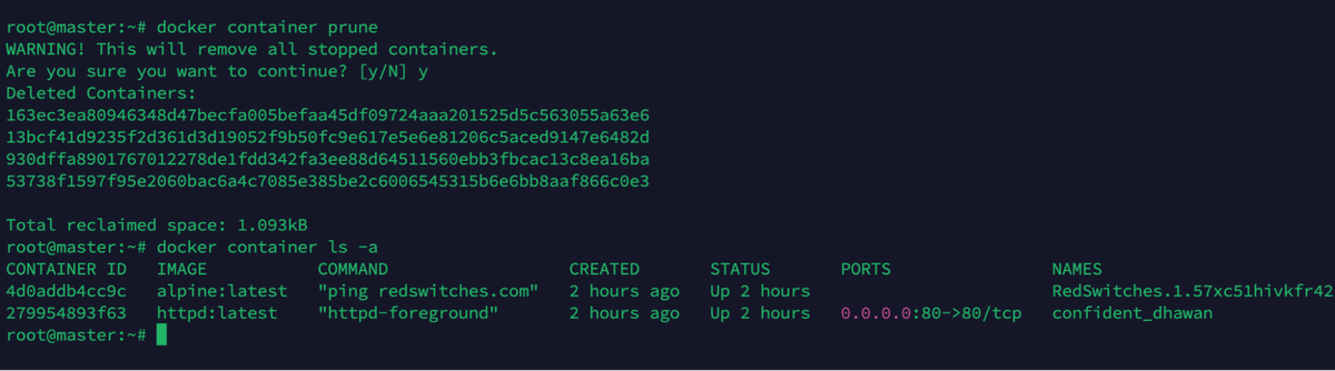 docker container prune command