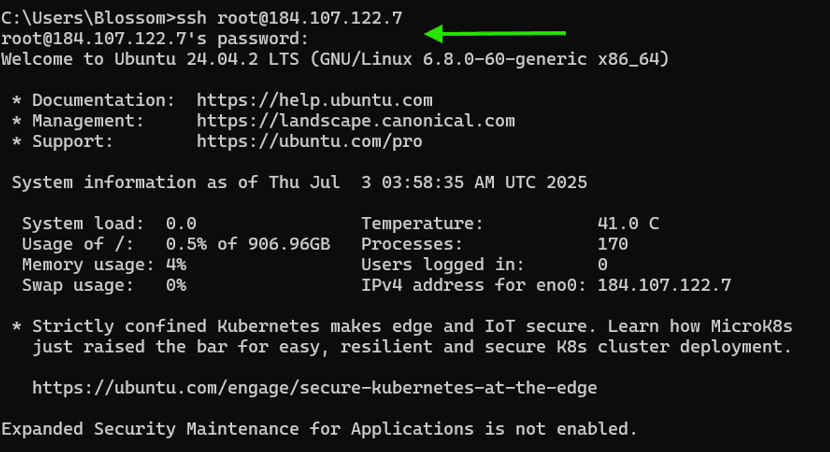 ssh root@184.107.122.7