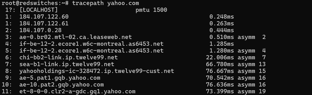 # tracepath yahoo