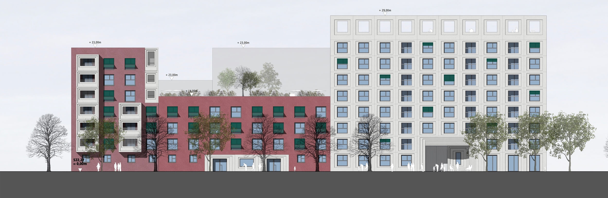 Goetz Castorph Lehmann Tabillion Architektur Städtebau München Wettbewerb Putz Fertigteile Beton Wohnen Ansicht