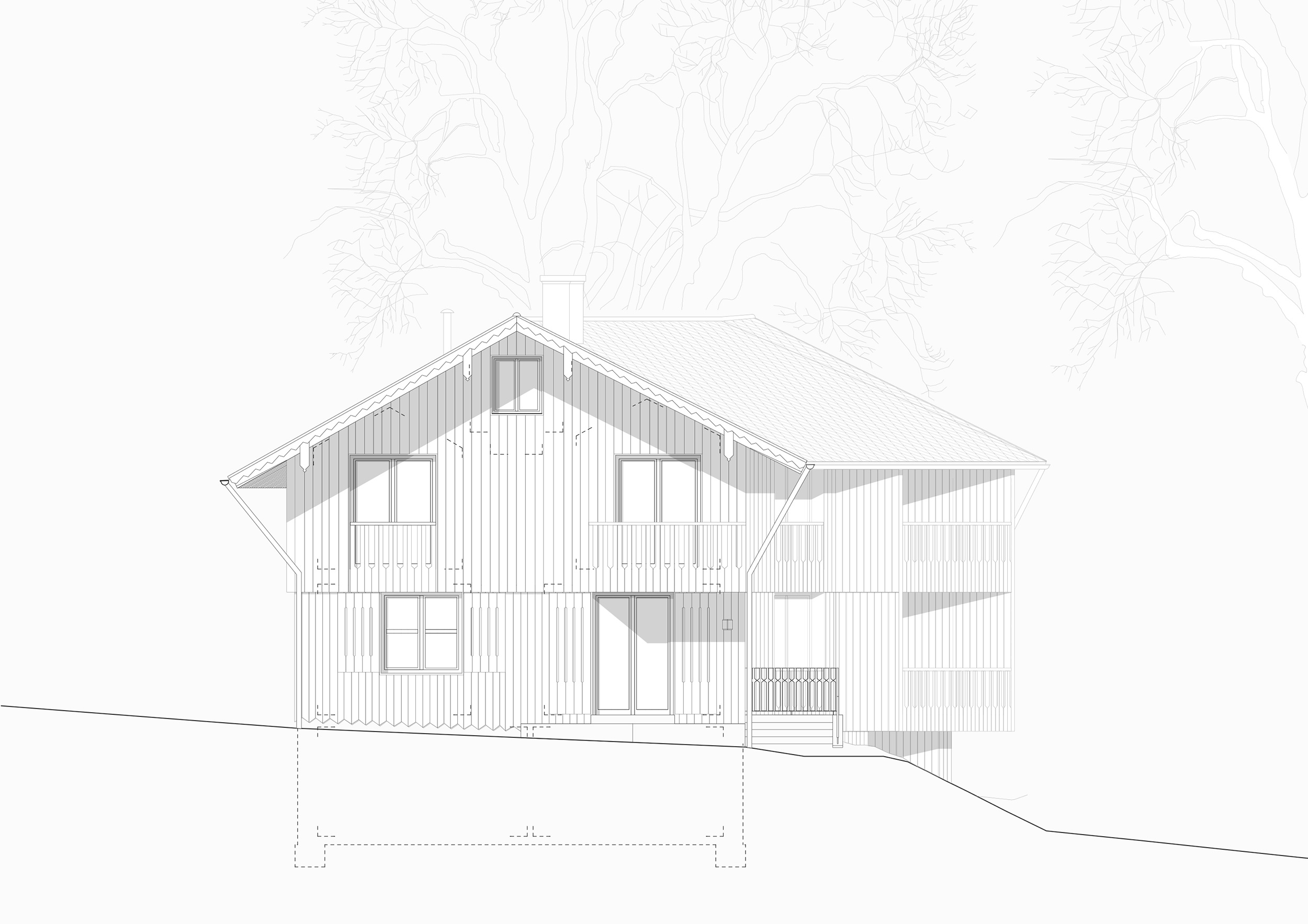 Goetz Castorph Lehmann Tabillion Architektur Städtebau München Aufstockung Fassade Doppelhaus Holz Schalung Schwarzplan