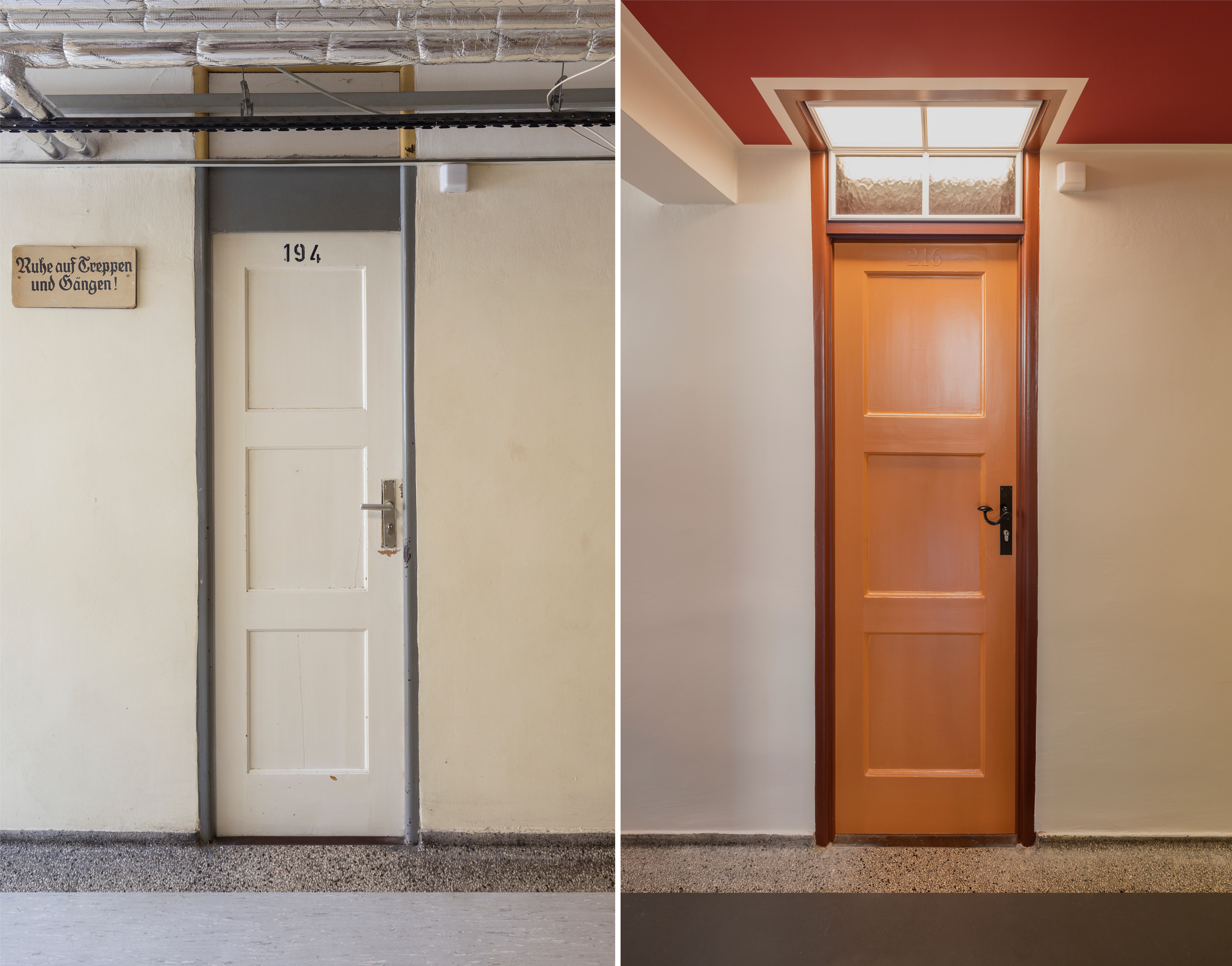 Goetz Castorph Lehmann Tabillion Architektur Städtebau München Ledigenheim Denkmalschutz Theodor Fischer Bestand Sanierung Umbau Weiterentwicklung Ziegelstein Decke Raster Bewohnerzimmer Farbkonzept Oberlichter geknickt Profile Deckenrahmen