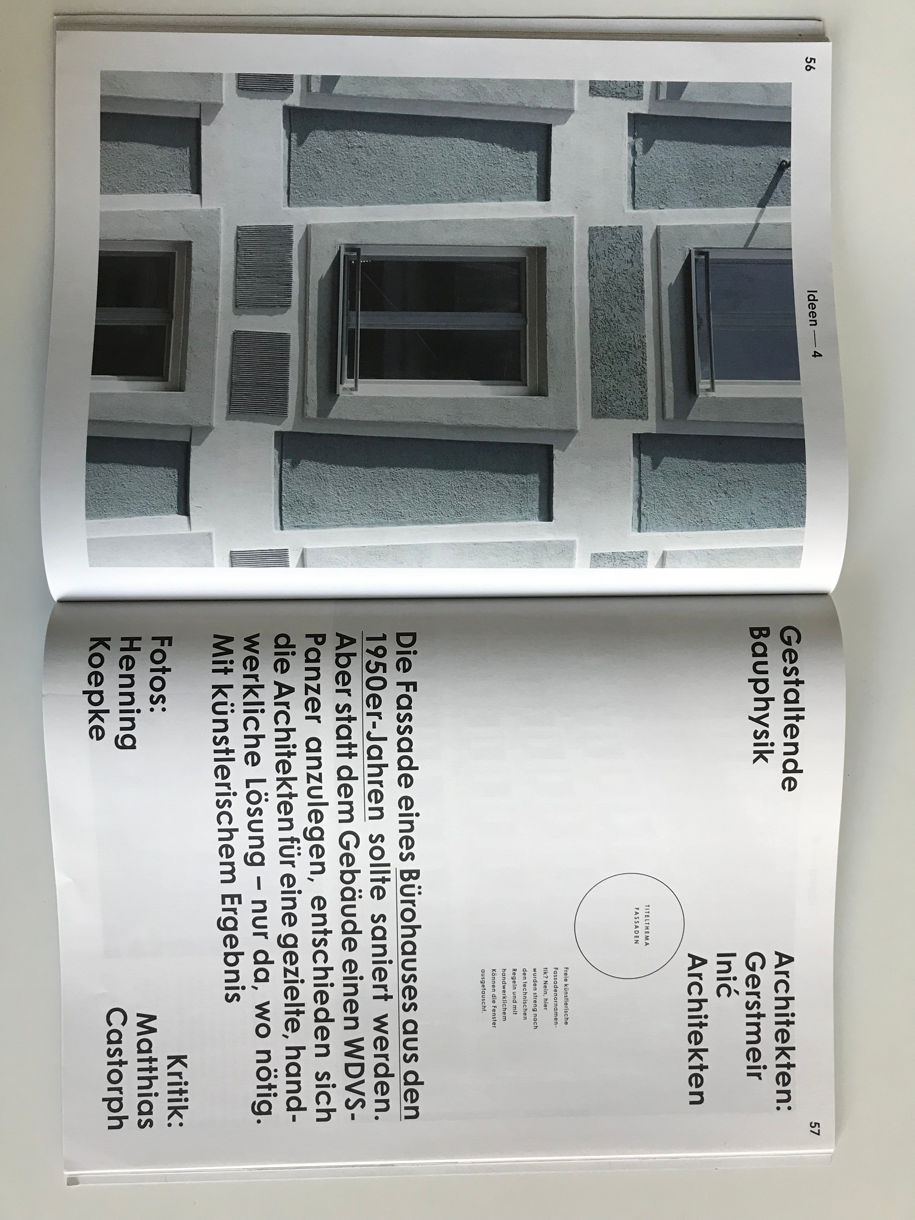 Goetz Castorph Lehmann Tabillion Architektur Städtebau München Baumeister Gestaltende Bauphysik Architekturkritik Beitrag Fassade in München Haidhausen von Gerstmeier Inic Architekten