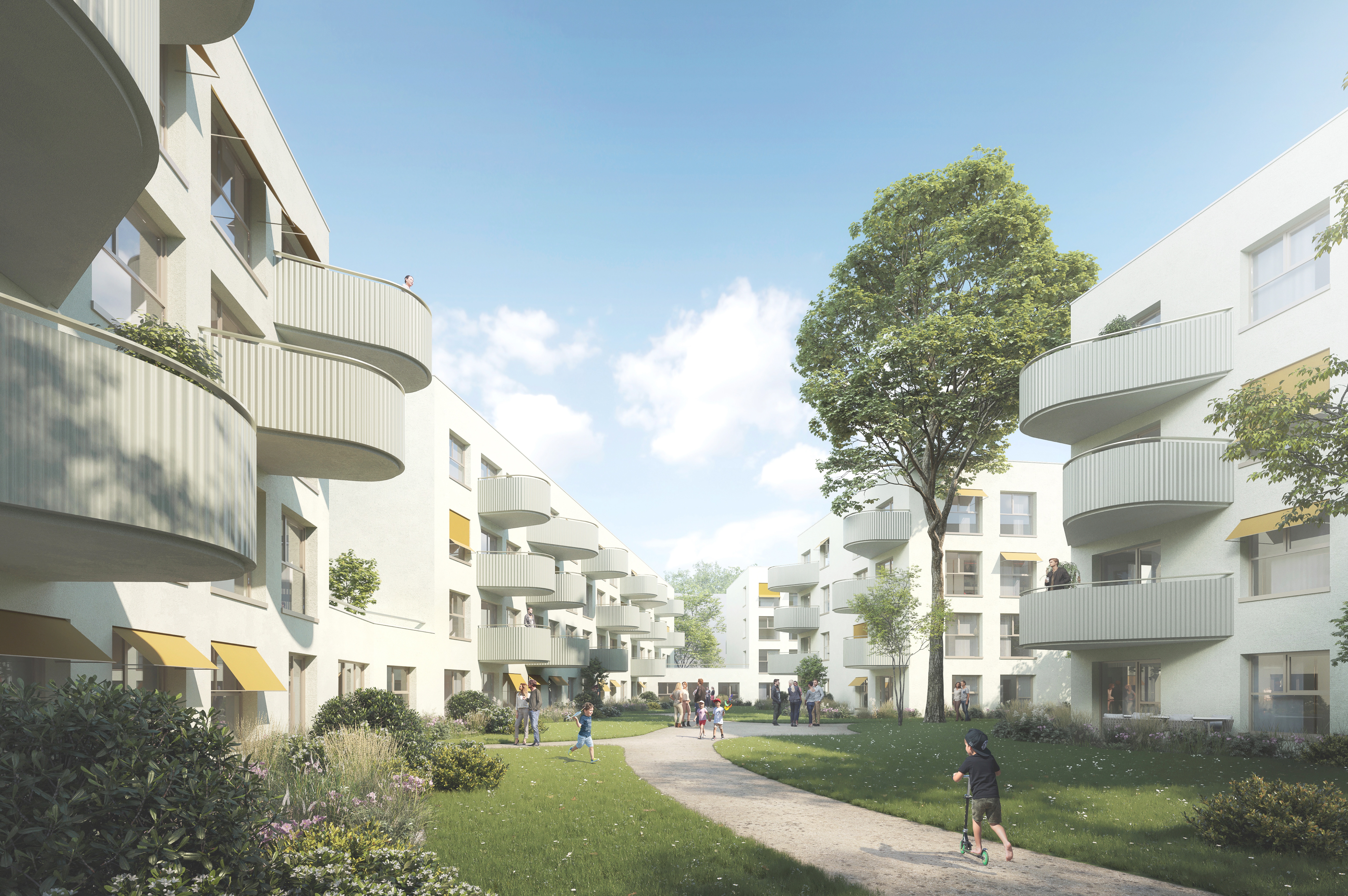 Goetz Castorph Lehmann Tabillion Architektur Städtebau München Landsberg am Lech Papierfabrik Wettbewerb Balkone