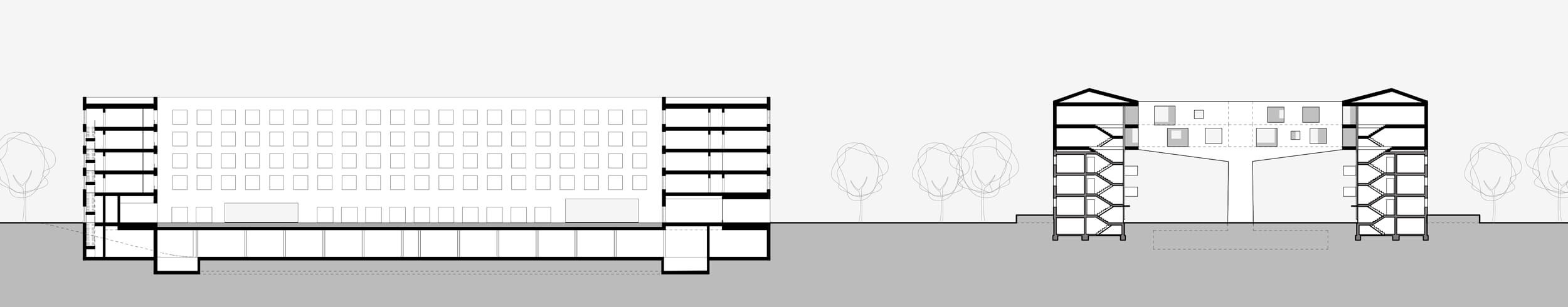 Goetz Castorph Lehmann Tabillion Architektur Städtebau München Wettbewerb Bestand Aufstockung Zeile zum Block Schnitt