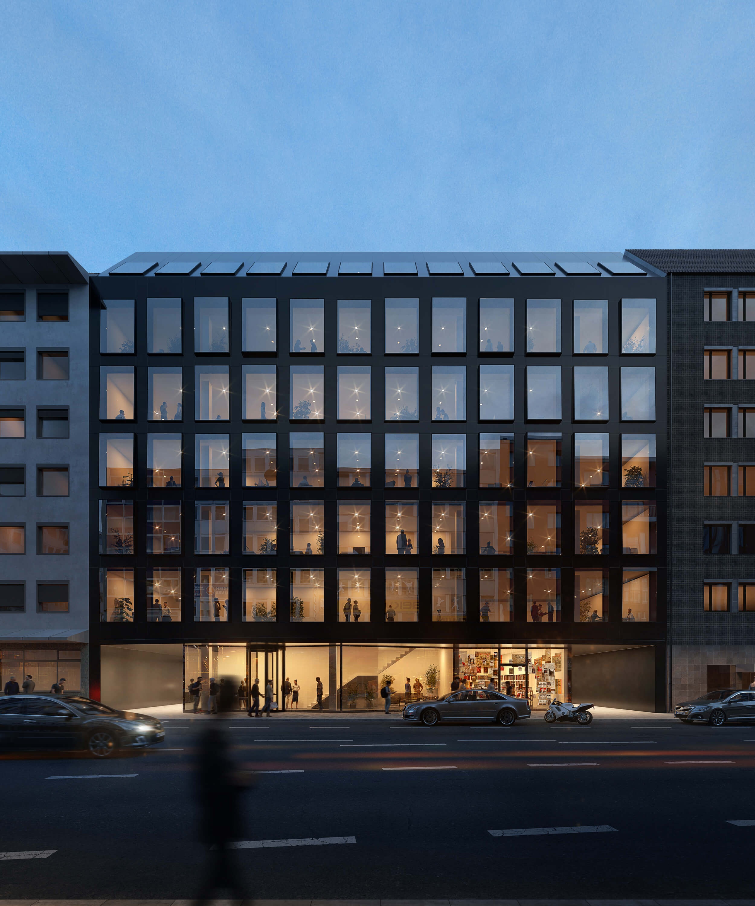 Goetz Castorph Lehmann Tabillion Architektur Städtebau München Büro Neubau Glas Fassade Innenhof Brücken Einzelhandel Studie Innenstadt