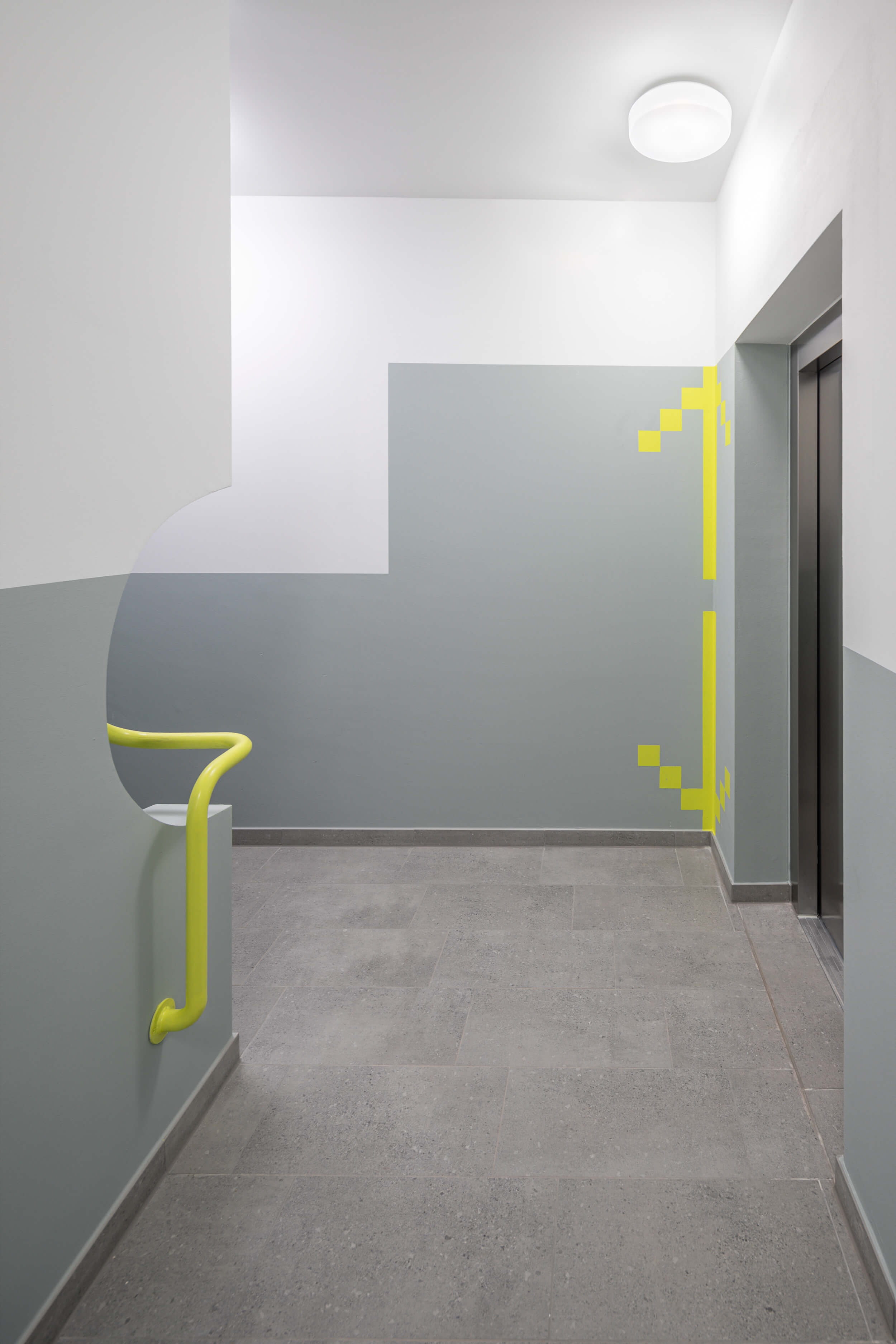 Goetz Castorph Lehmann Tabillion Architektur Städtebau München Allach Diamalt Park Loggia Beton Fertigteile Malzym Schallschutz Glas bedruckt Kita Tiefgarage Leitsystem neon