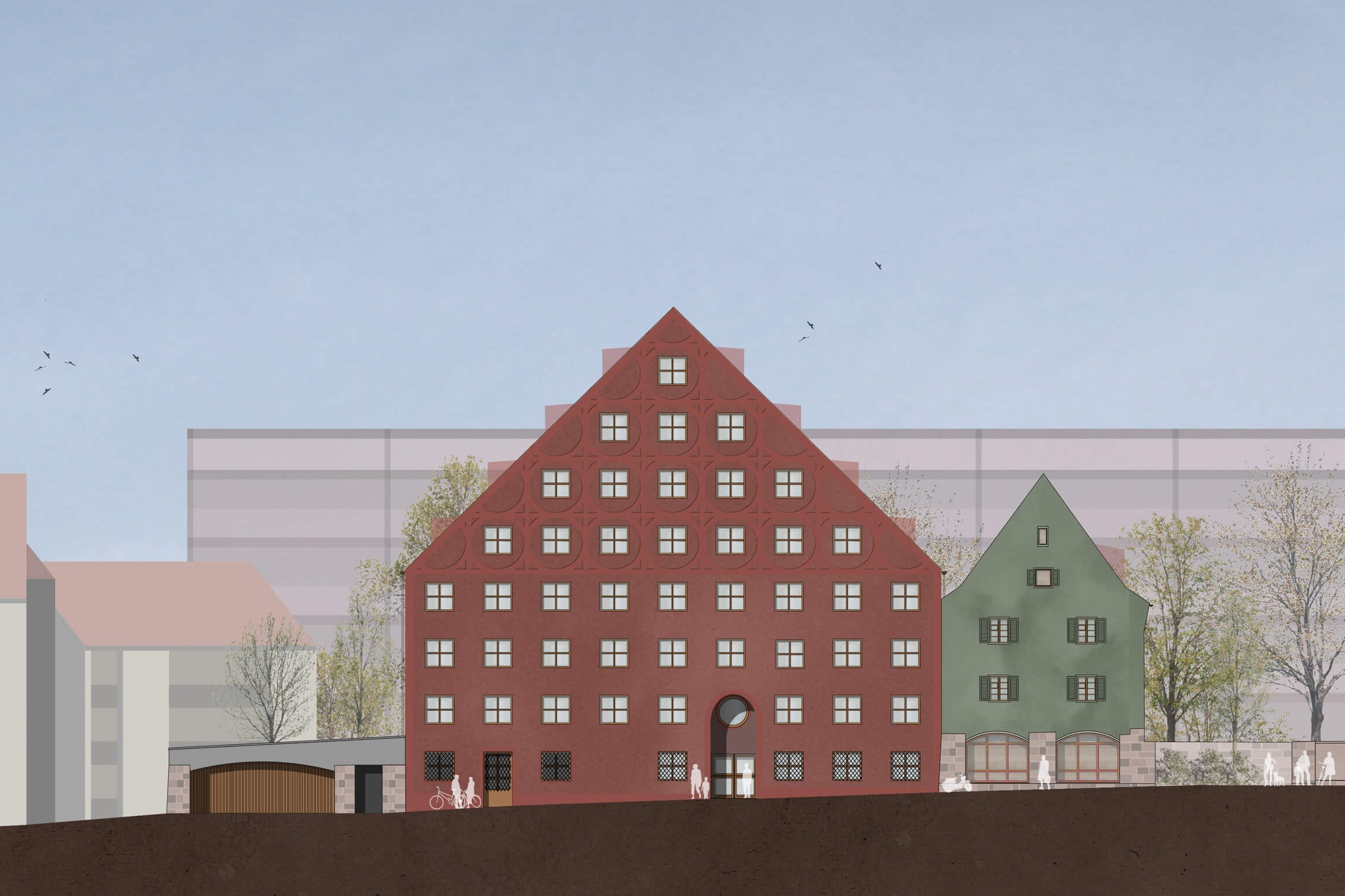 Goetz Castorph Lehmann Tabillion Architektur Städtebau München Wettbewerb Maxtor Mauer Nürnberg Fachwerk Farbe Denkmalschutz Bestand Umbau Neubau