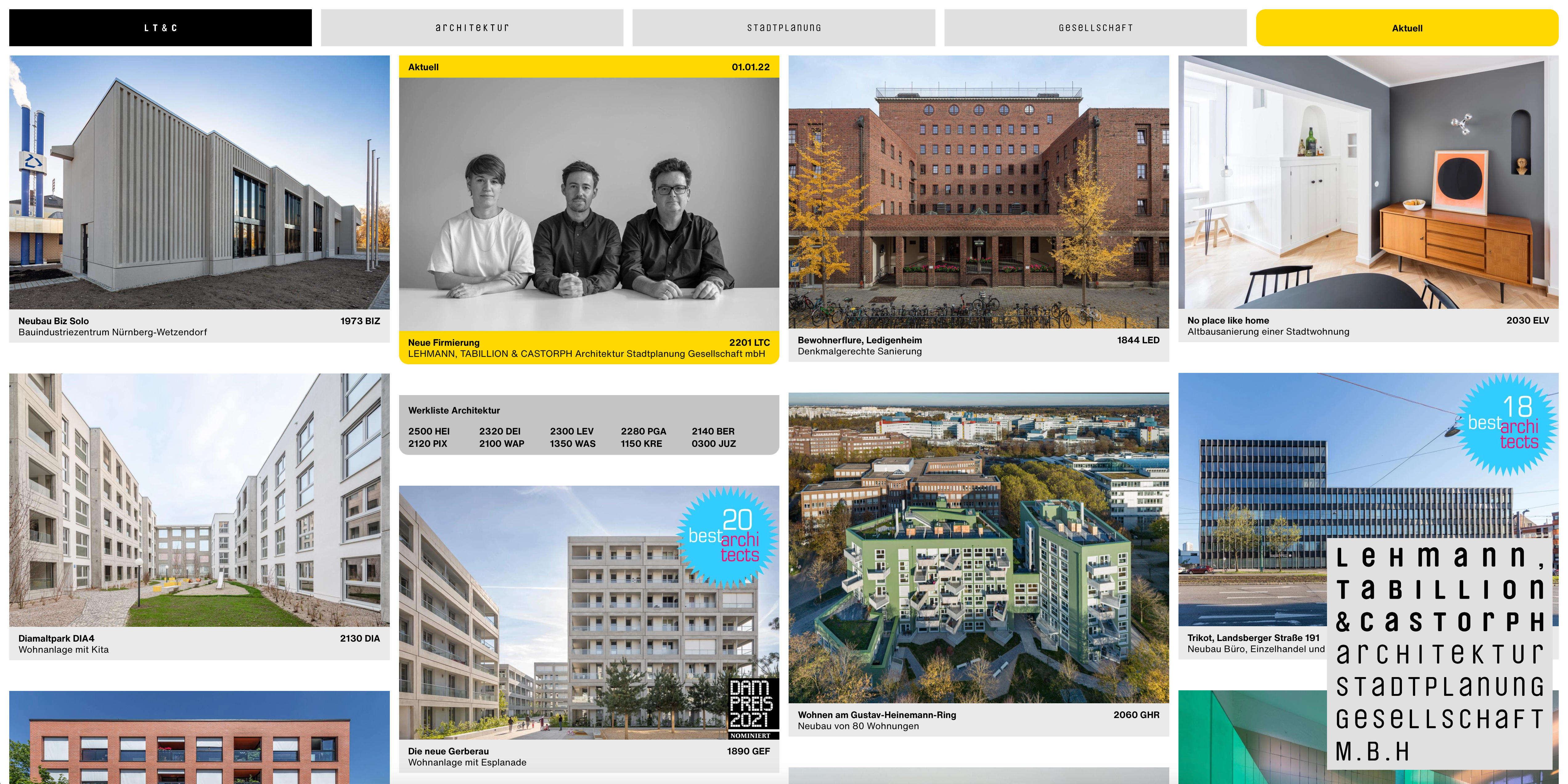 Neue Homepage Wiegand von Hartmann LTundC Goetz Castorph Lehmann Tabillion Architektur Städtebau München LTC