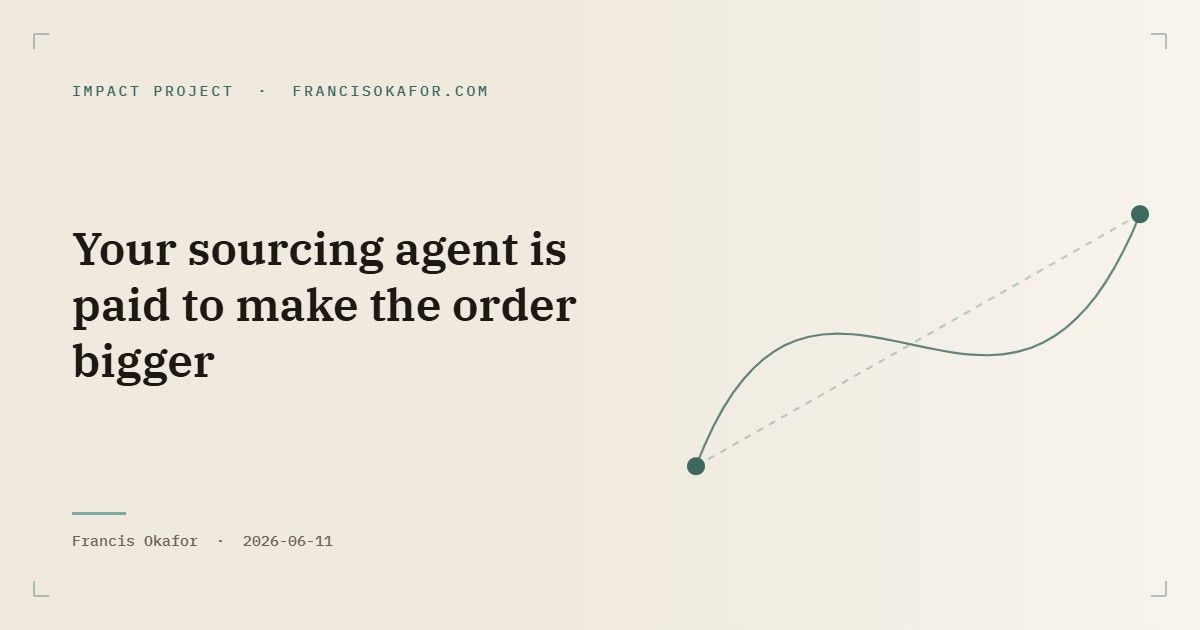 Your sourcing agent is paid to make the order bigger