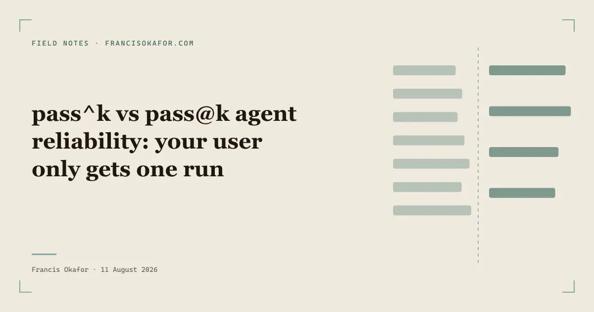 pass^k vs pass@k agent reliability: your user only gets one run