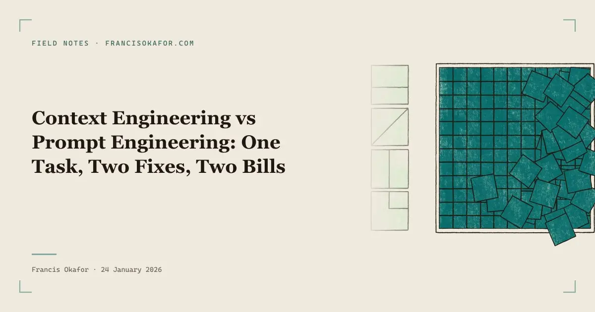 Context Engineering vs Prompt Engineering: One Task, Two Fixes, Two Bills
