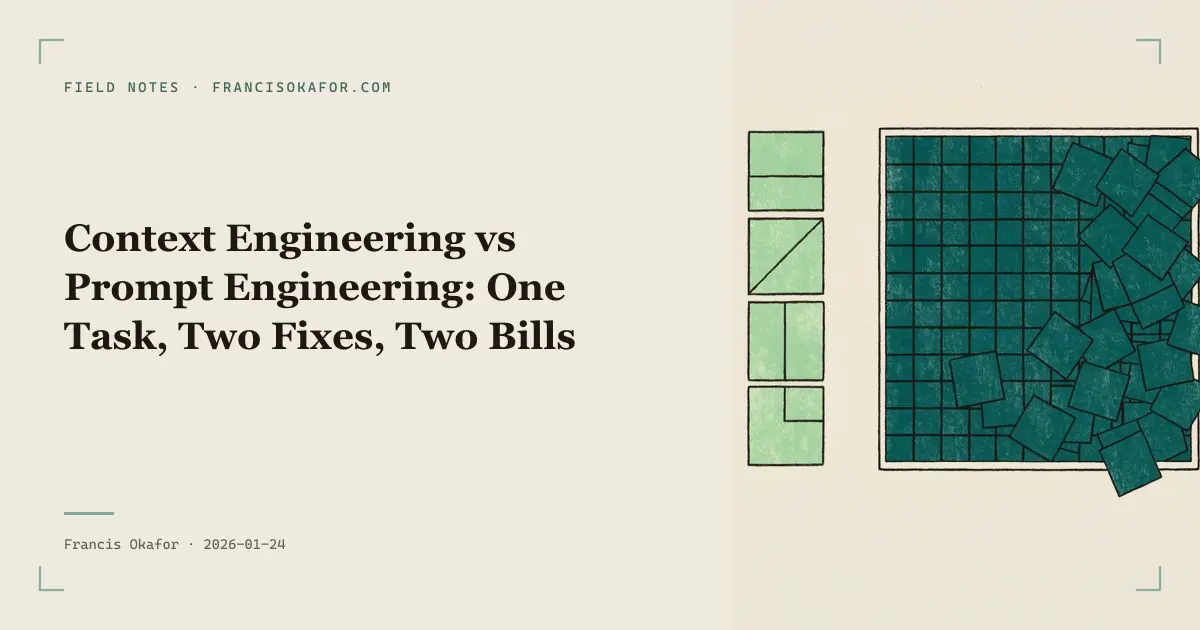 Context Engineering vs Prompt Engineering: One Task, Two Fixes, Two Bills