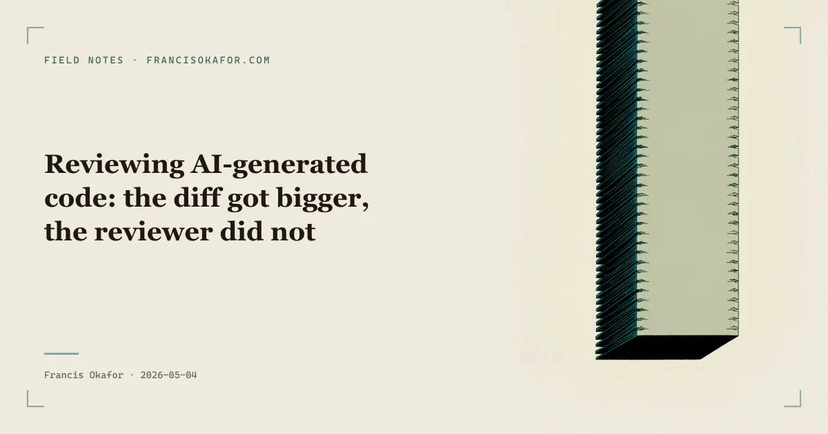 Reviewing AI-generated code: the diff got bigger, the reviewer did not