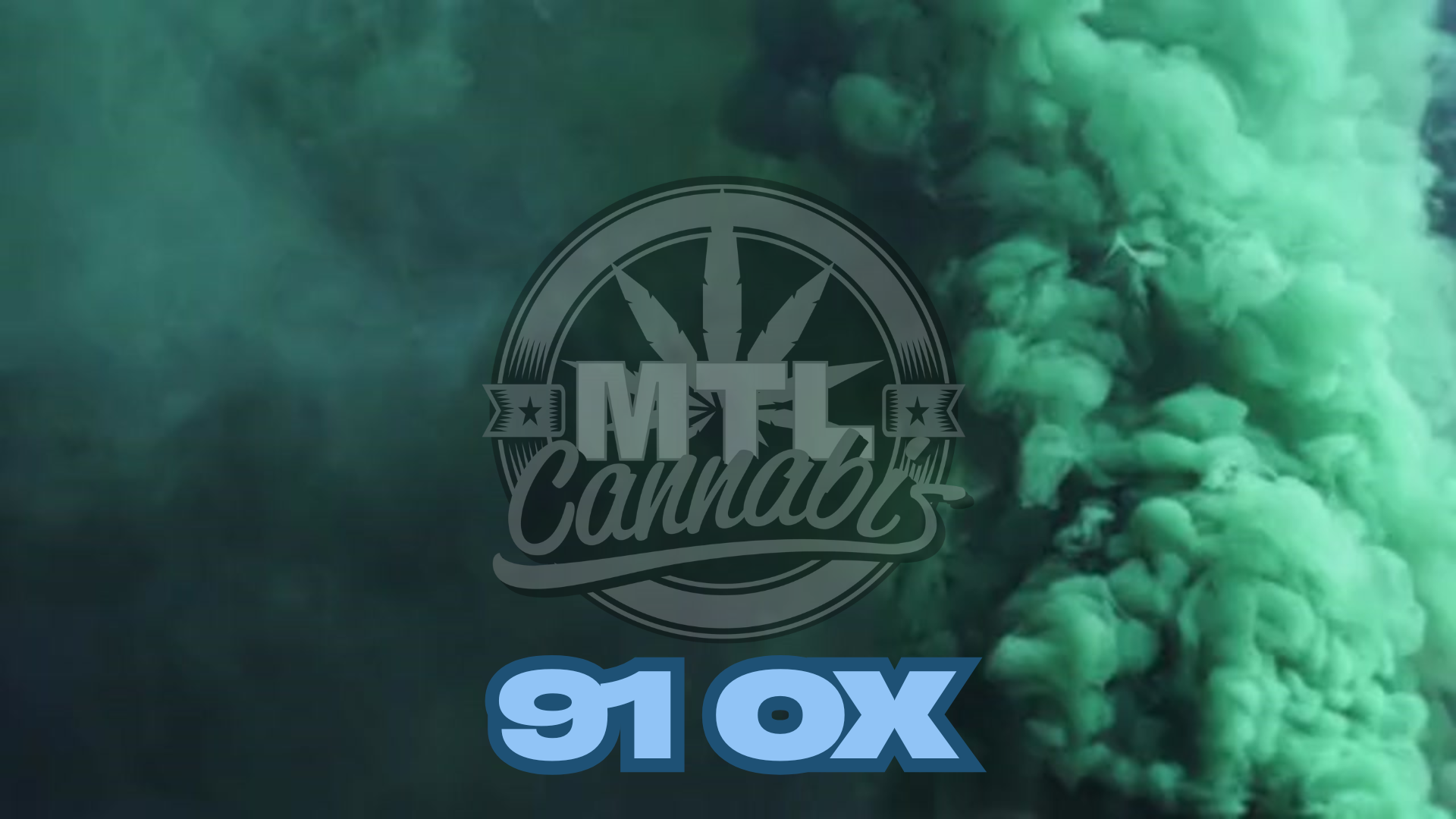 Close-up of MTL’s 91 Ox cannabis flower, showing dense, frosty buds with dark purple highlights and a thick layer of trichomes against a neutral background.