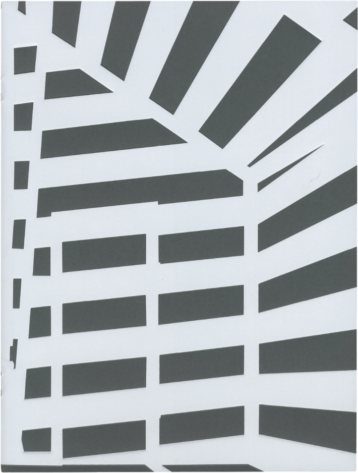 Abstract black and white geometric pattern creating an optical illusion of a corner.