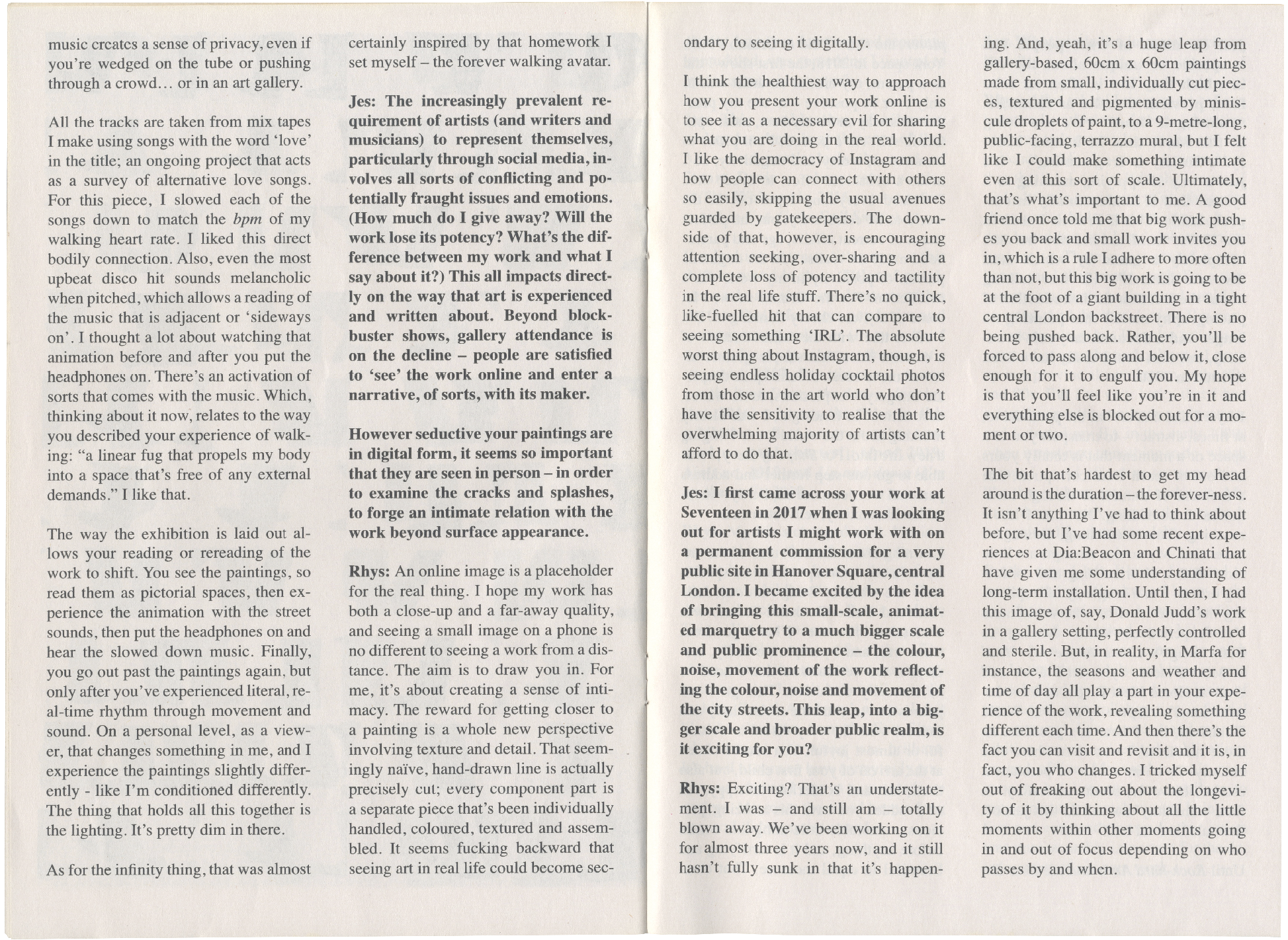 A scanned page from a book or magazine, featuring three columns of text.