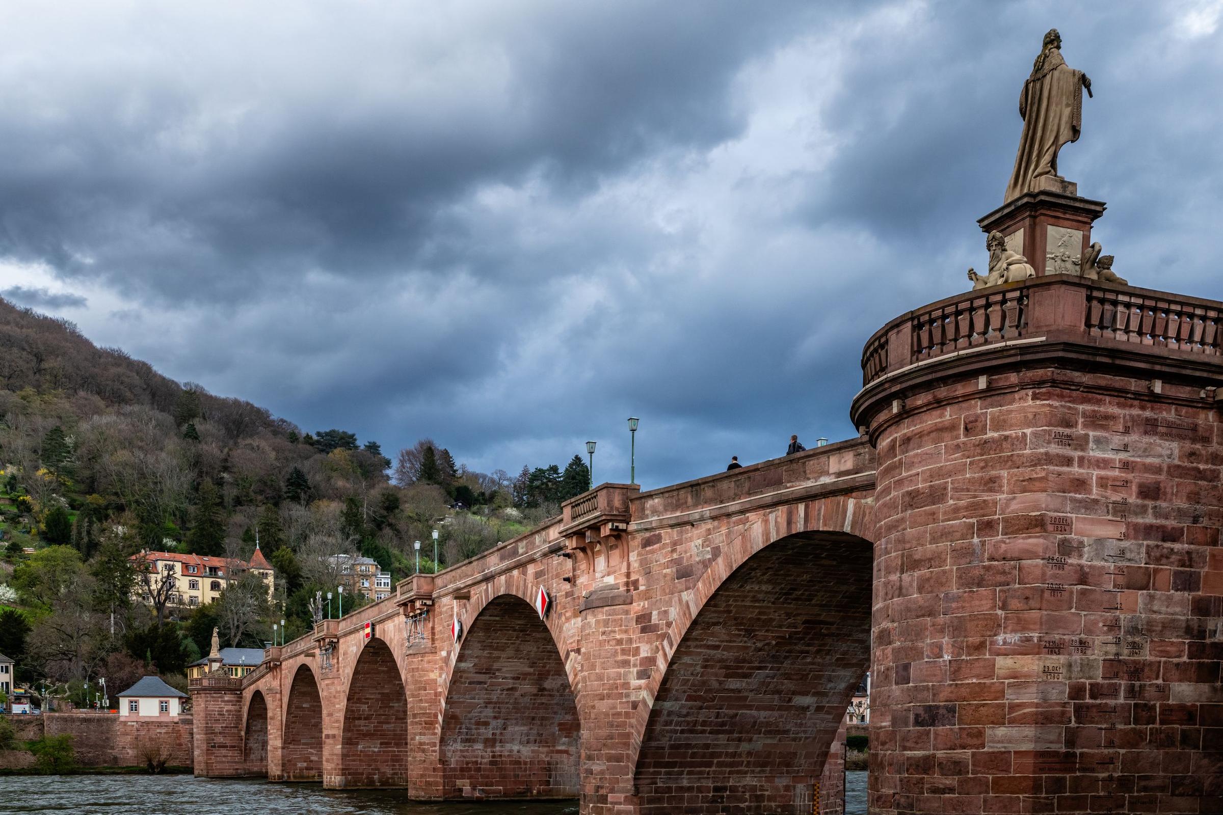 Dinda & Raka: Selfie berdua di Old Bridge Heidelberg, patung monyet jadi latar wajib.