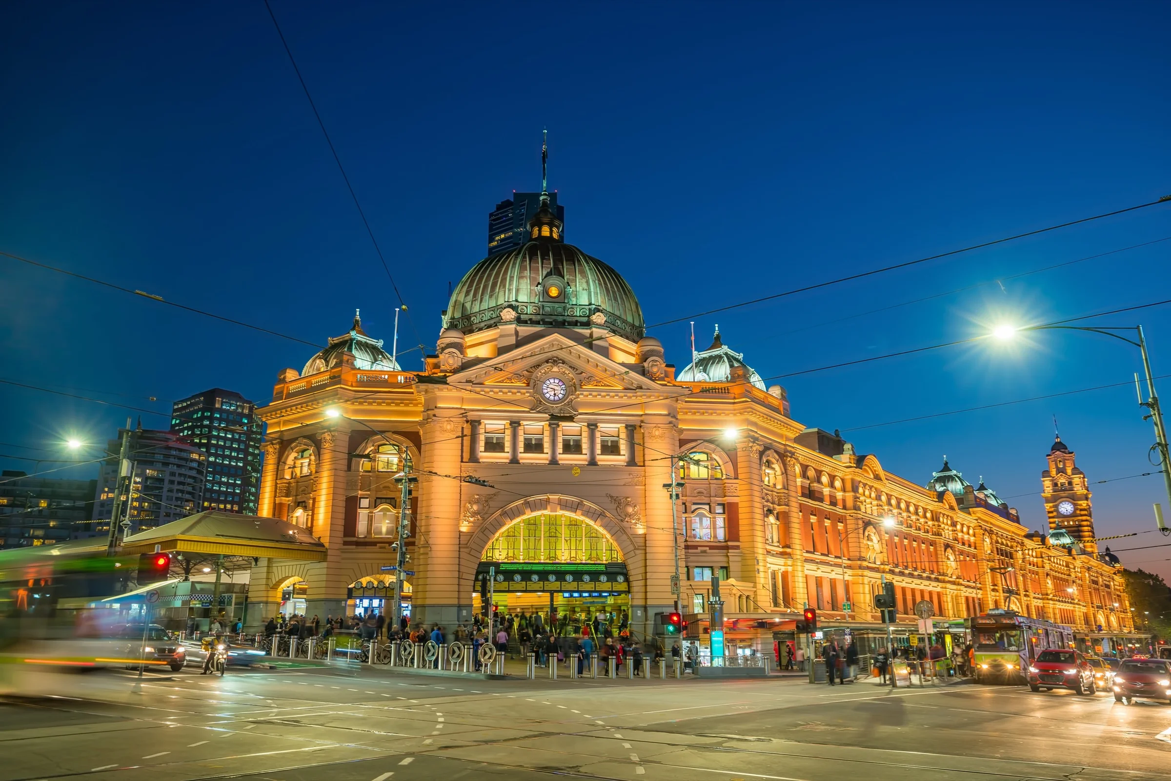 Flinders Street Station di jam sibuk sore
