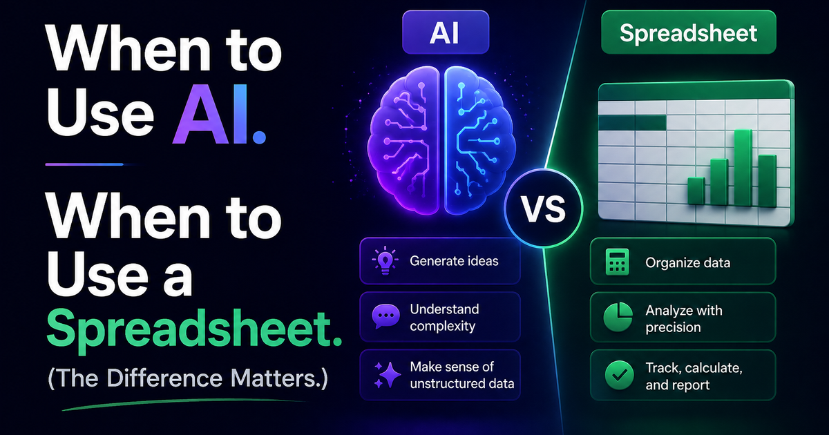 When to Use AI. When to Use a Spreadsheet. (The Difference Matters.)