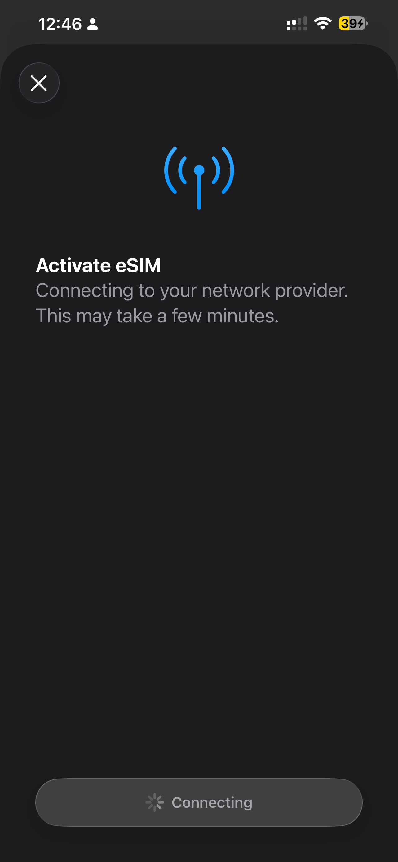Connecting to Activate GigSky eSIM
