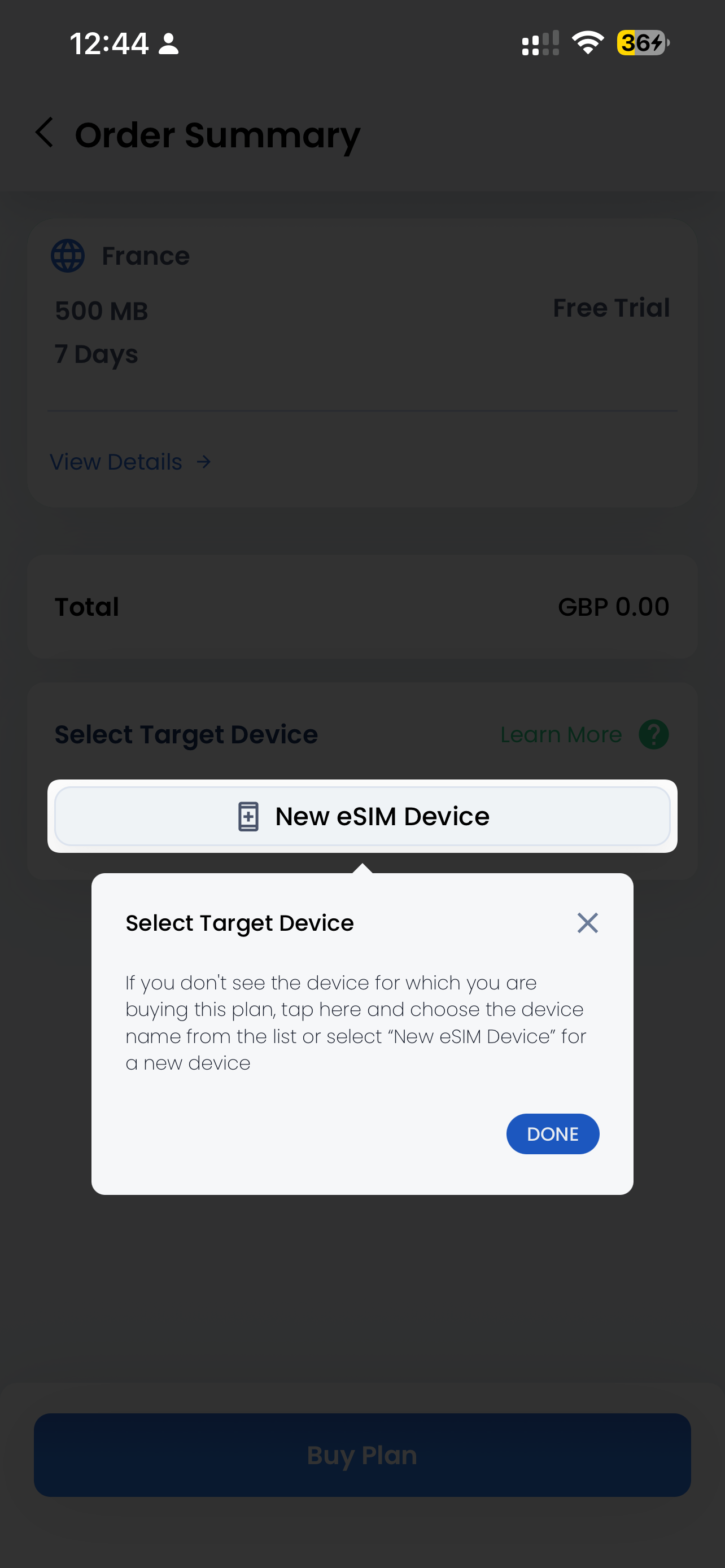 Purchase GigSky - Step 2