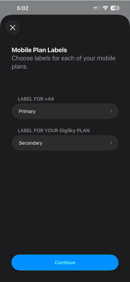 Configure GigSky eSim - Step 2
